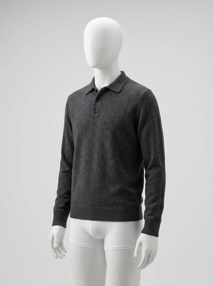 Polo vintage cachemire pur maille dense quotidien - Vue 3 - Polo vintage