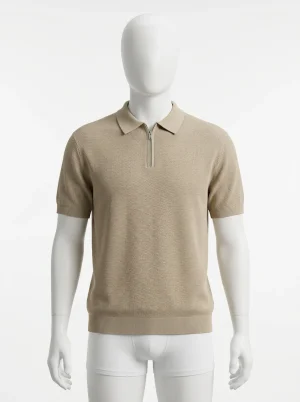 Polo vintage coton maille aérée zippé élégant homme - Vue 1 - Polo vintage