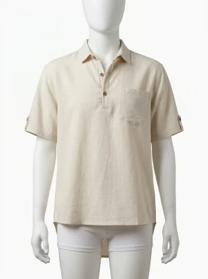 Polo vintage lin léger quotidien homme - Vue 1 - Polo vintage