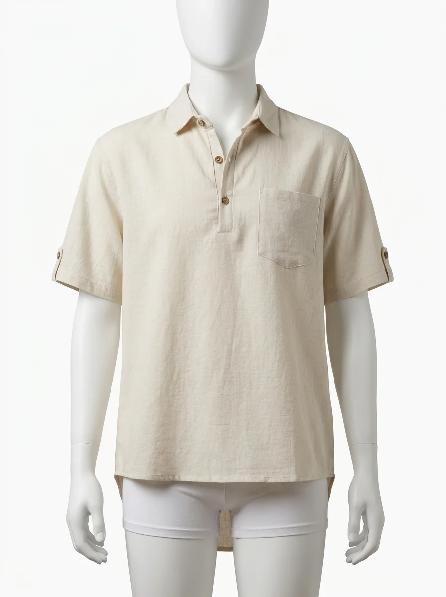 Polo vintage lin léger quotidien homme - Vue 1 - Polo vintage