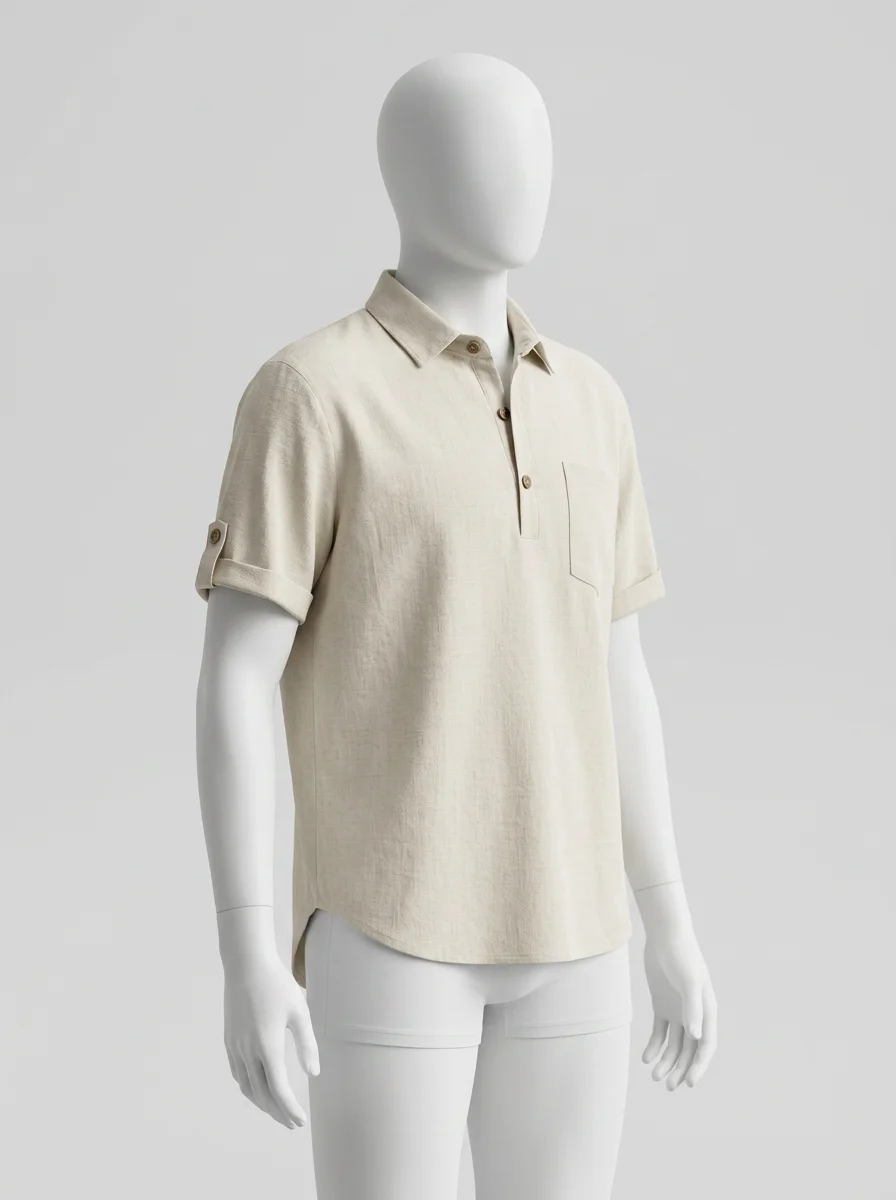 Polo vintage lin léger quotidien homme - Vue 2 - Polo vintage