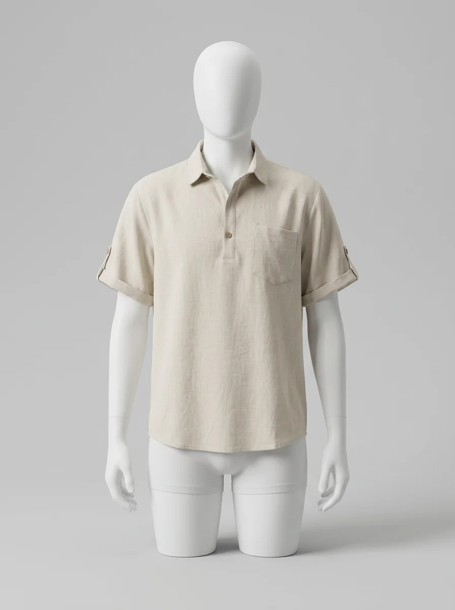 Polo vintage lin léger quotidien homme - Vue 7 - Polo vintage