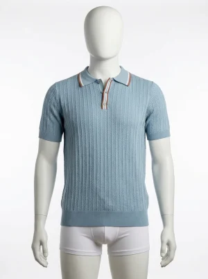 Polo vintage maille chevrons raffiné quotidien homme - Vue 1 - Polo vintage