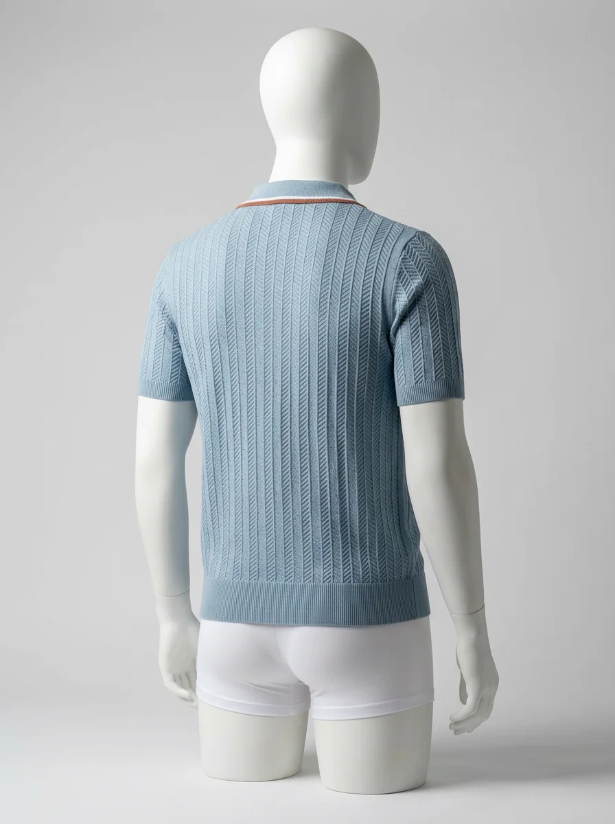 Polo vintage maille chevrons raffiné quotidien homme - Vue 3 - Polo vintage