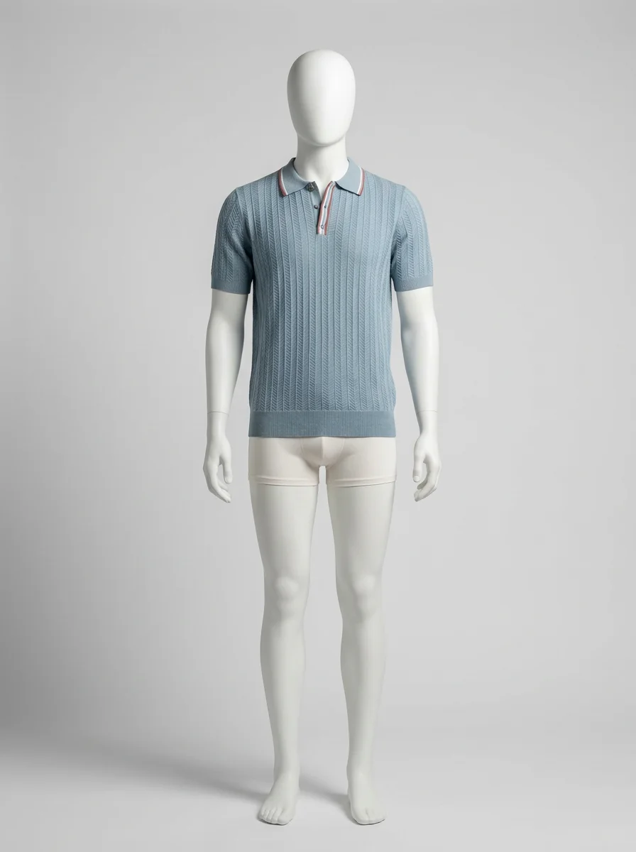 Polo vintage maille chevrons raffiné quotidien homme - Vue 4 - Polo vintage