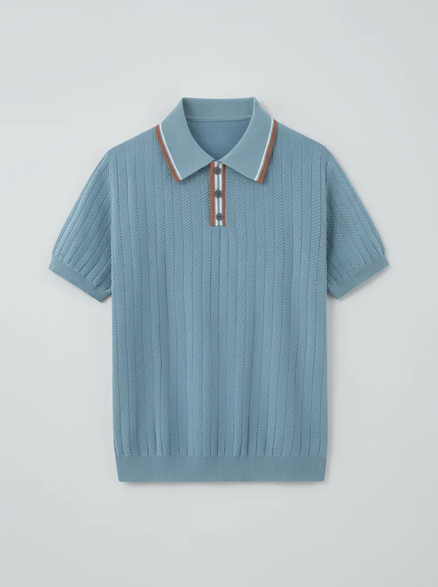 Polo vintage maille chevrons raffiné quotidien homme - Vue 5 - Polo vintage