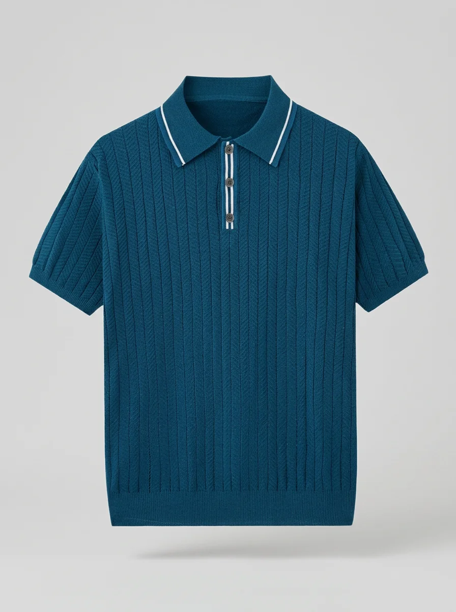 Polo vintage maille chevrons raffiné quotidien homme - Vue 7 - Polo vintage