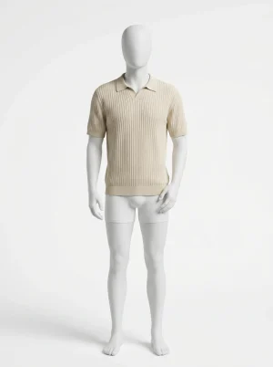 Polo vintage maille côtelée élégant homme décontracté - Vue 1 - Polo vintage
