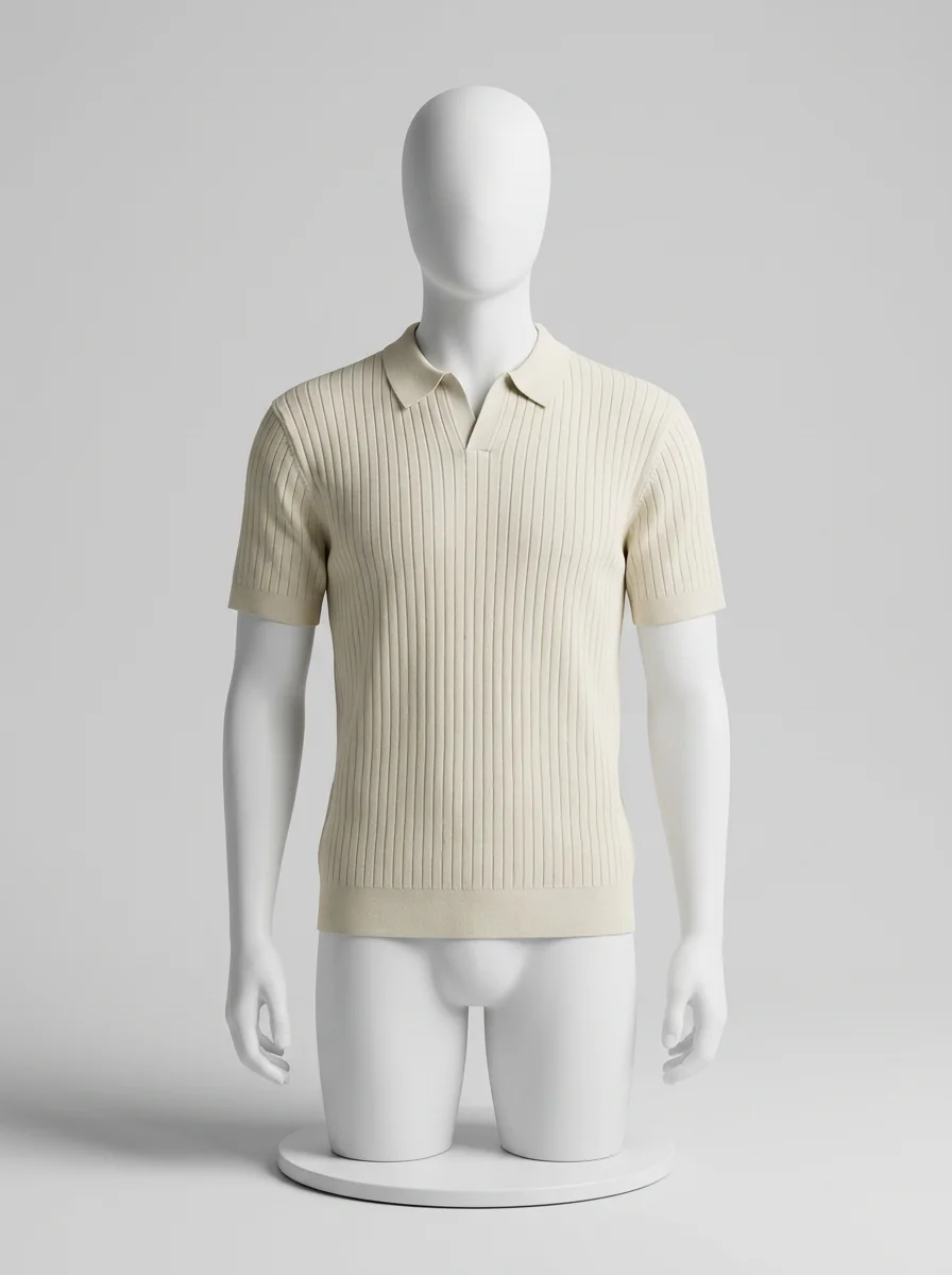 Polo vintage maille côtelée élégant homme décontracté - Vue 10 - Polo vintage