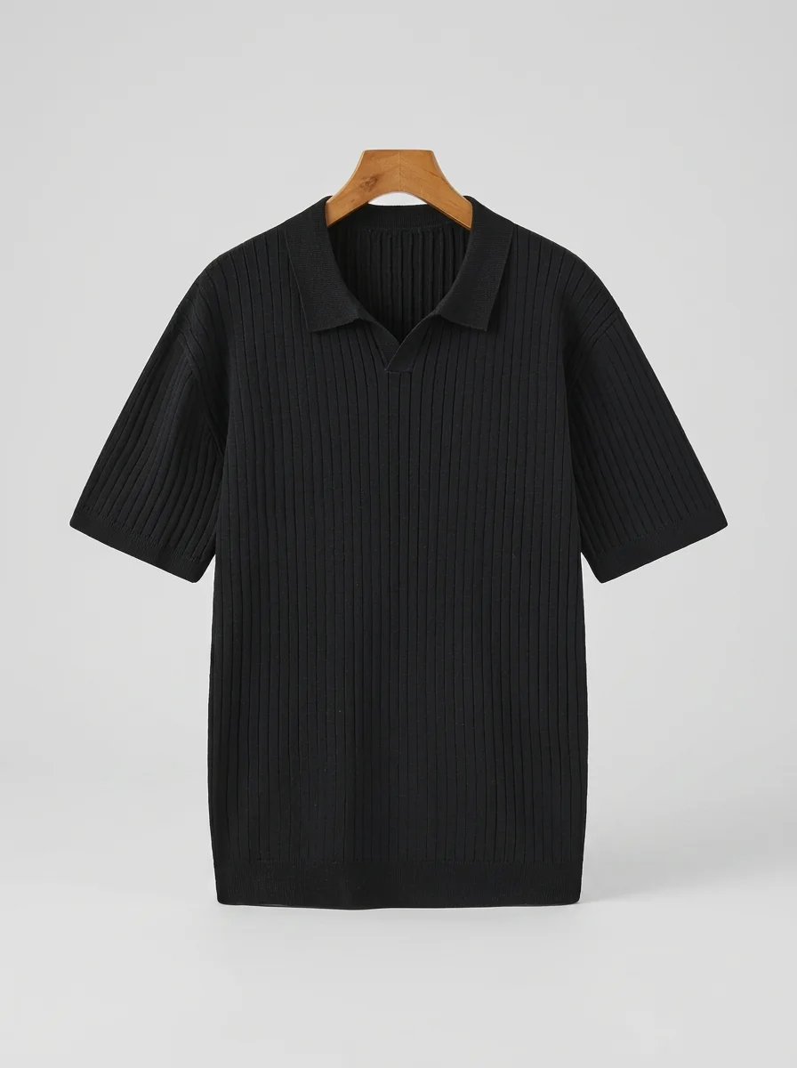 Polo vintage maille côtelée élégant homme décontracté - Vue 14 - Polo vintage