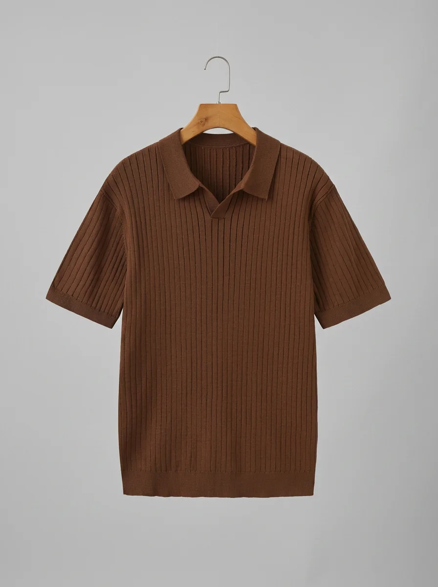 Polo vintage maille côtelée élégant homme décontracté - Vue 17 - Polo vintage