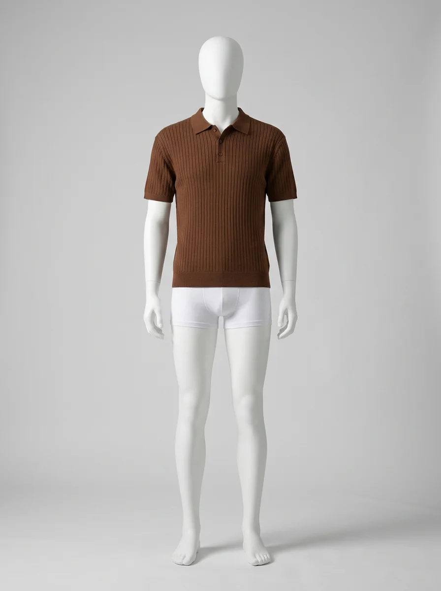 Polo vintage maille côtelée élégant homme décontracté - Vue 18 - Polo vintage