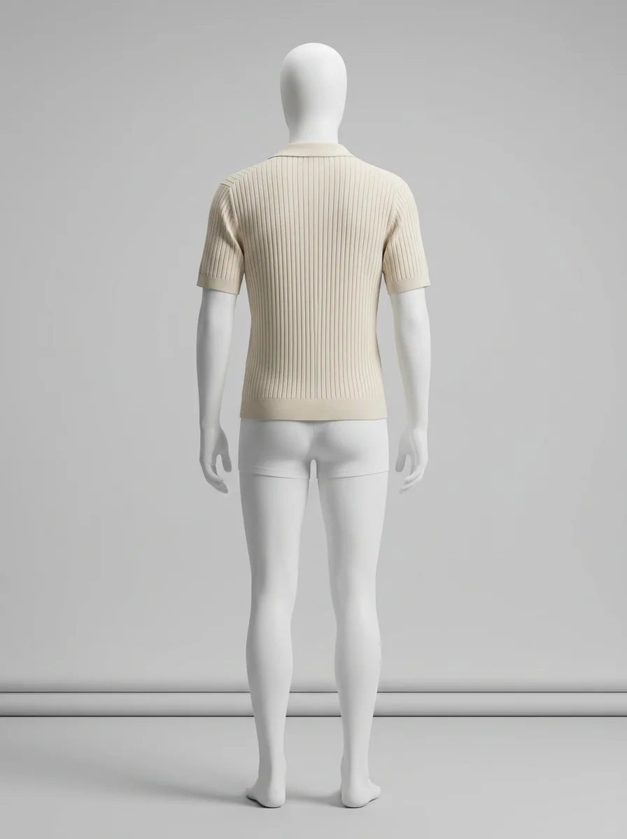 Polo vintage maille côtelée élégant homme décontracté - Vue 2 - Polo vintage