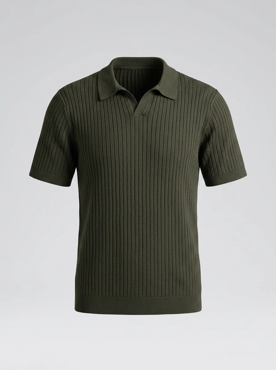Polo vintage maille côtelée élégant homme décontracté - Vue 24 - Polo vintage