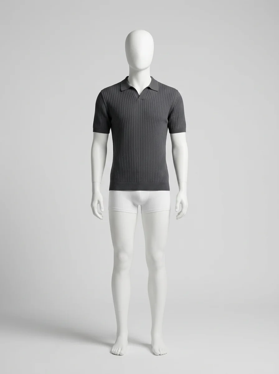 Polo vintage maille côtelée élégant homme décontracté - Vue 25 - Polo vintage
