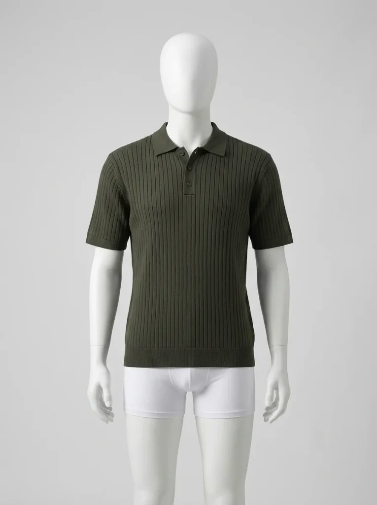 Polo vintage maille côtelée élégant homme décontracté - Vue 26 - Polo vintage
