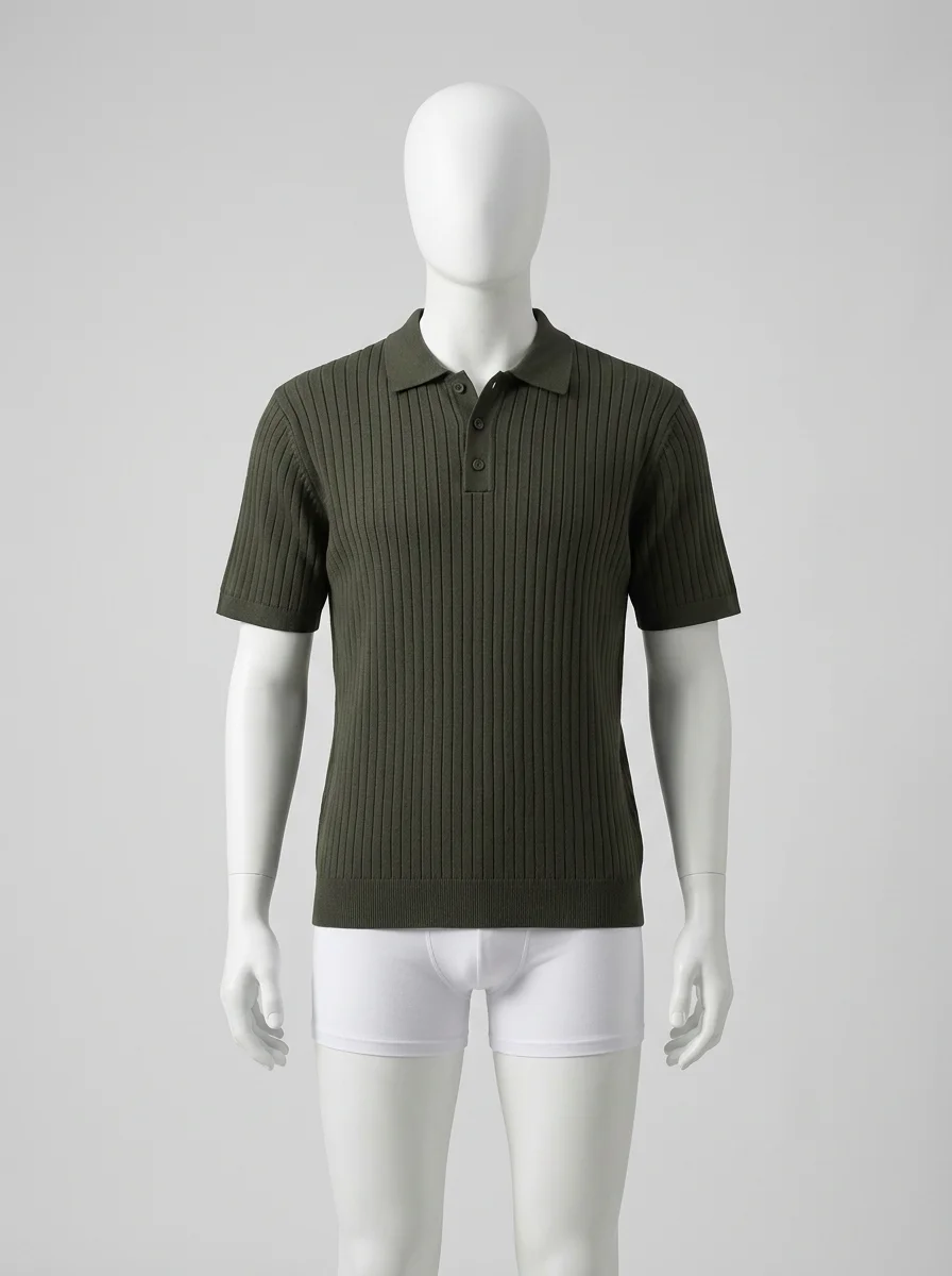 Polo vintage maille côtelée élégant homme décontracté - Vue 26 - Polo vintage