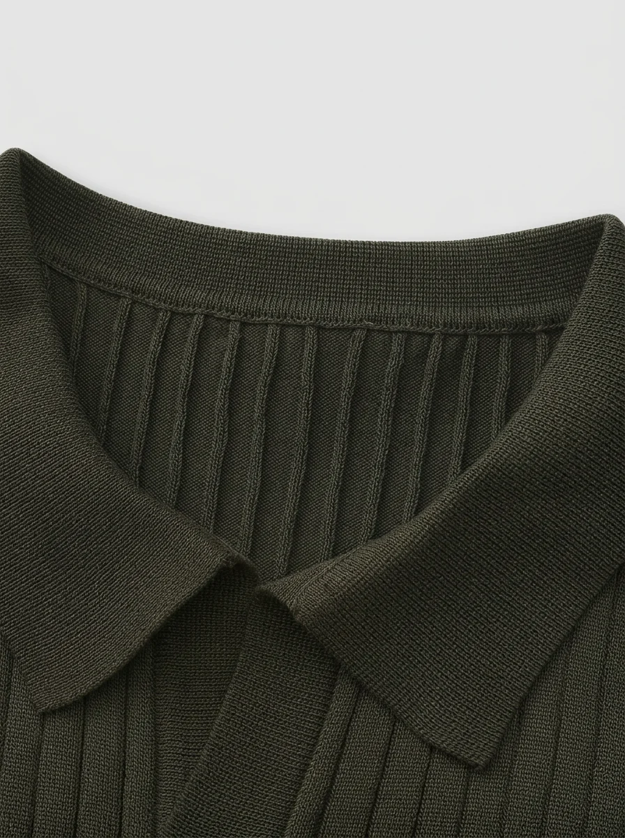 Polo vintage maille côtelée élégant homme décontracté - Vue 27 - Polo vintage