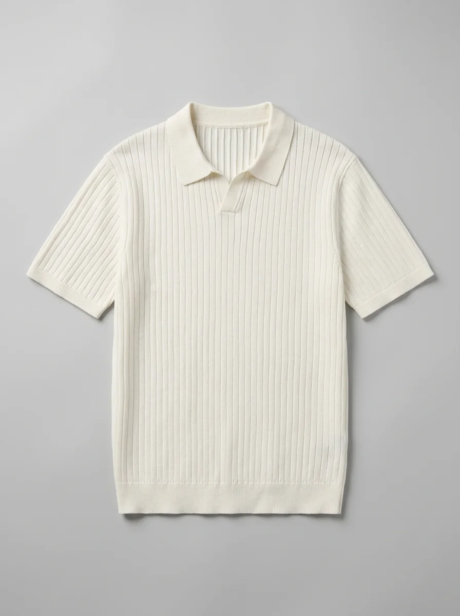 Polo vintage maille côtelée élégant homme décontracté - Vue 30 - Polo vintage