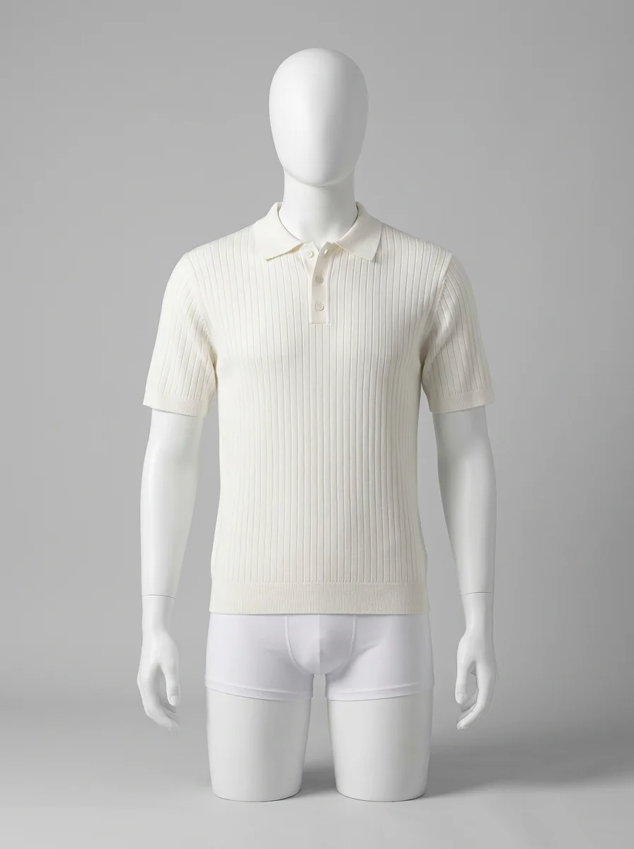 Polo vintage maille côtelée élégant homme décontracté - Vue 31 - Polo vintage