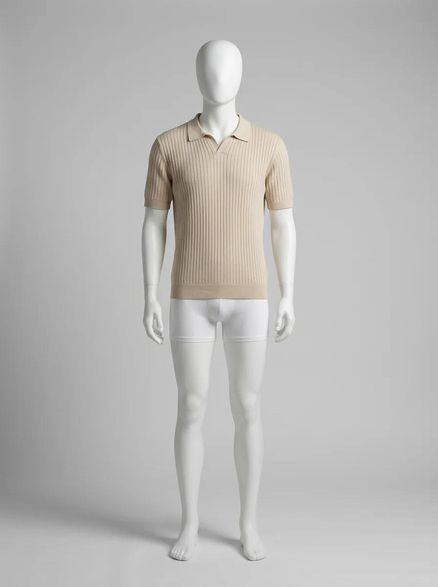 Polo vintage maille côtelée élégant homme décontracté - Vue 33 - Polo vintage