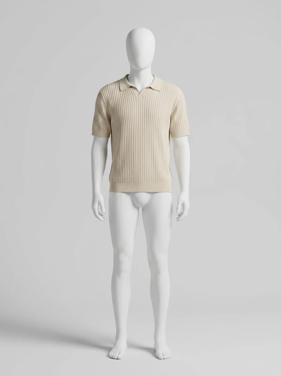 Polo vintage maille côtelée élégant homme décontracté - Vue 6 - Polo vintage