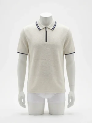 Polo vintage maille épaisse zippé quotidien - Vue 1 - Polo vintage