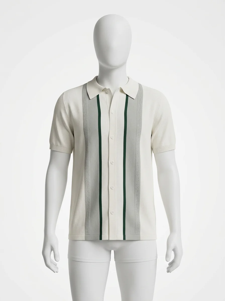 Polo vintage maille tricot coton mélangé décontracté homme - Vue 1 - Polo vintage