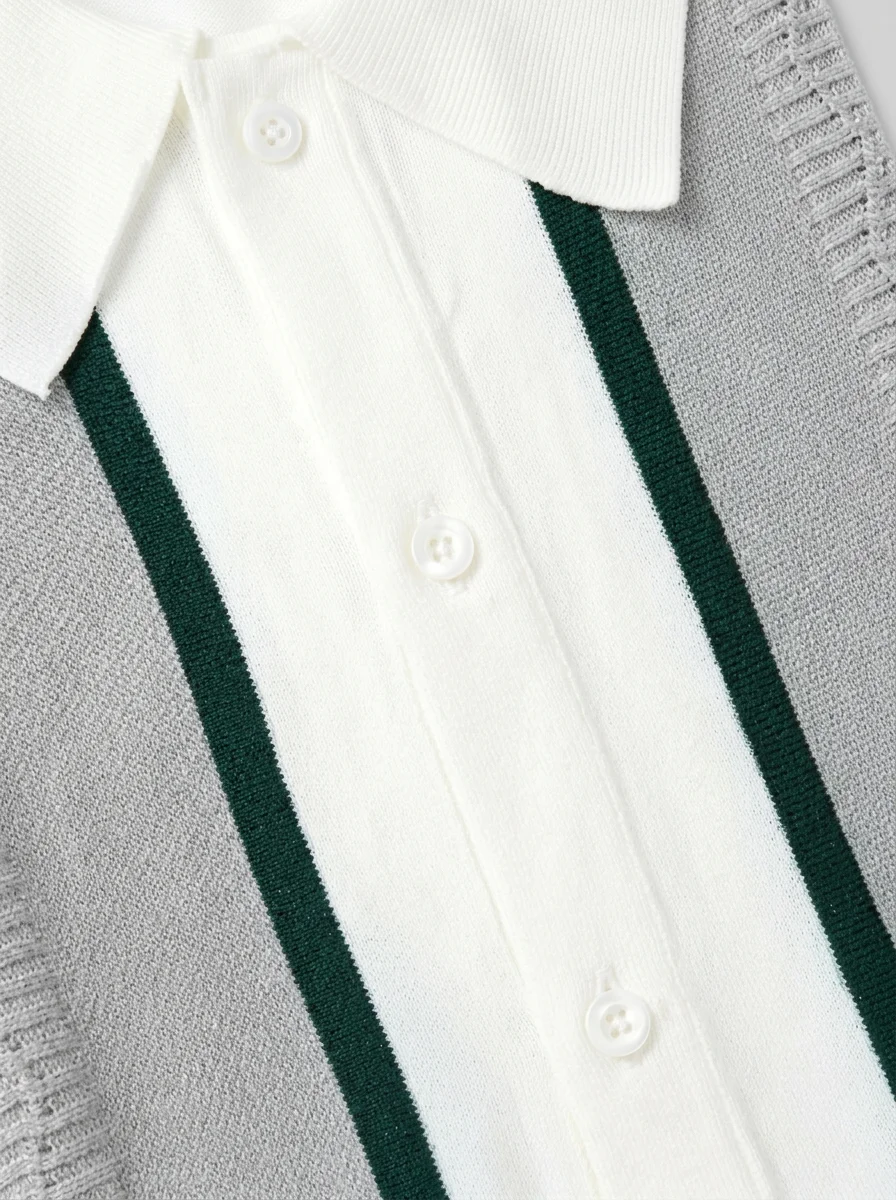 Polo vintage maille tricot coton mélangé décontracté homme - Vue 10 - Polo vintage