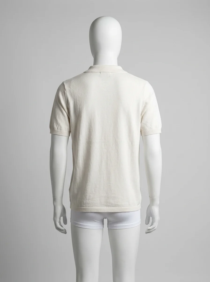 Polo vintage maille tricot coton mélangé décontracté homme - Vue 2 - Polo vintage