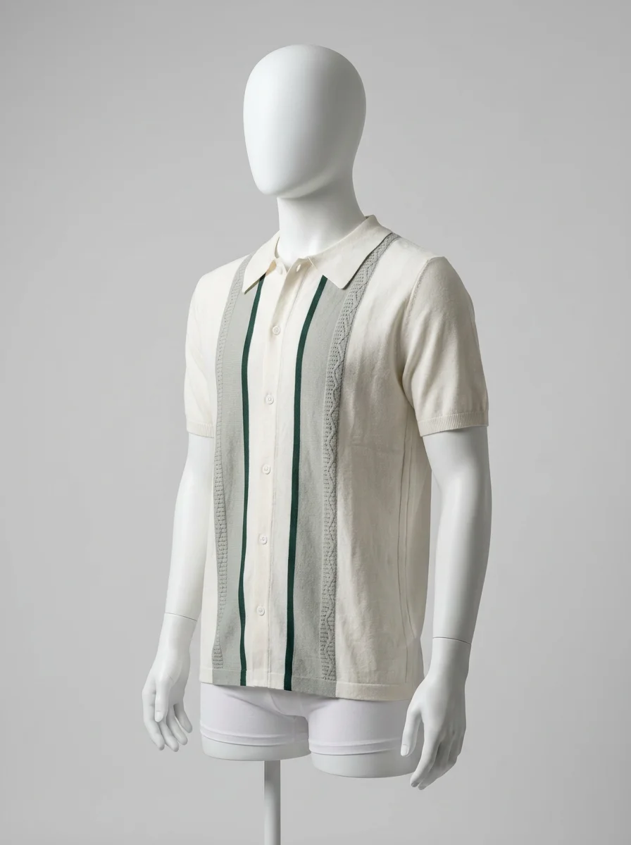 Polo vintage maille tricot coton mélangé décontracté homme - Vue 3 - Polo vintage