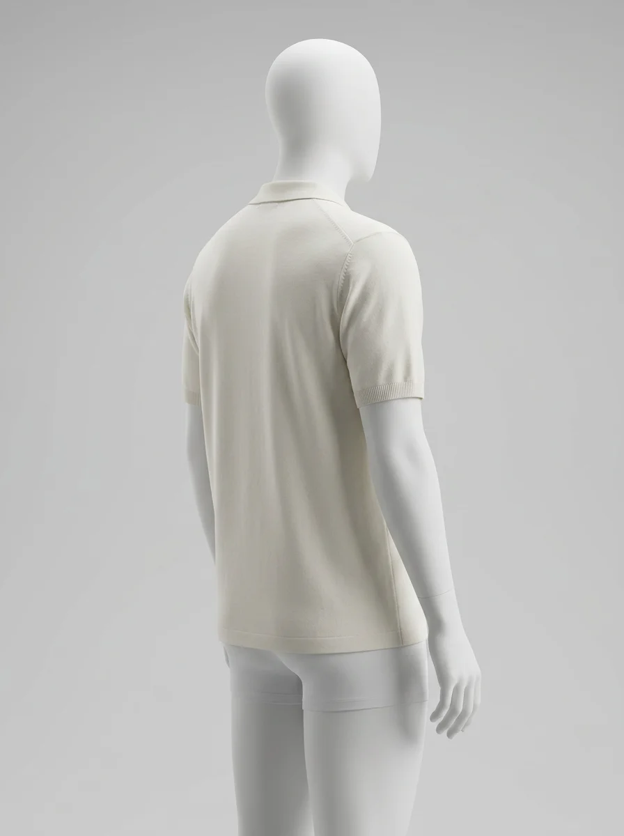 Polo vintage maille tricot coton mélangé décontracté homme - Vue 4 - Polo vintage