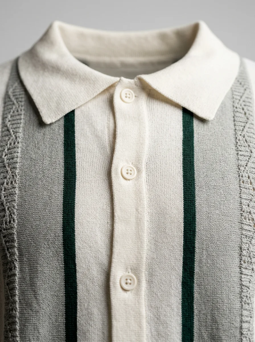 Polo vintage maille tricot coton mélangé décontracté homme - Vue 5 - Polo vintage