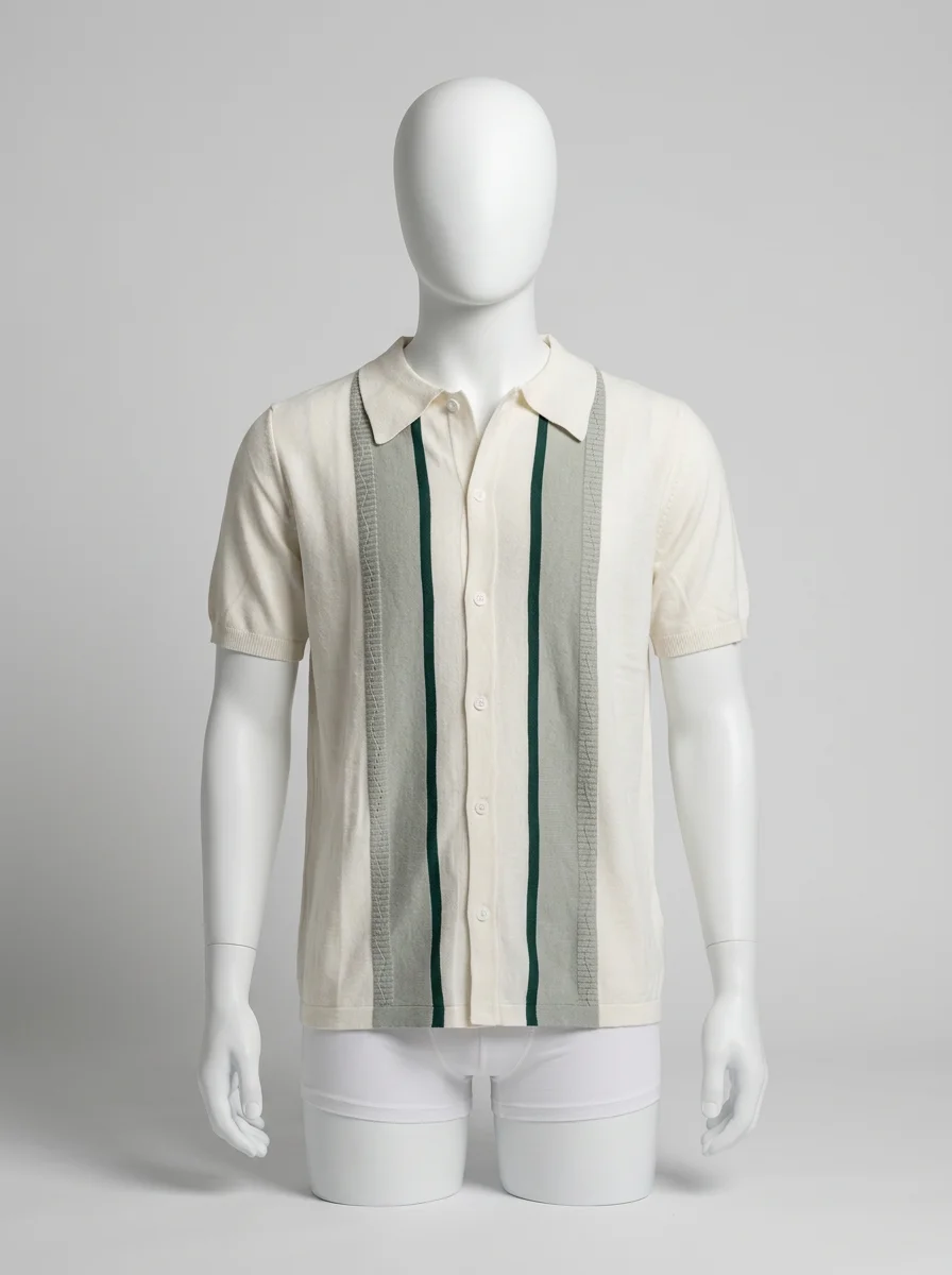 Polo vintage maille tricot coton mélangé décontracté homme - Vue 6 - Polo vintage