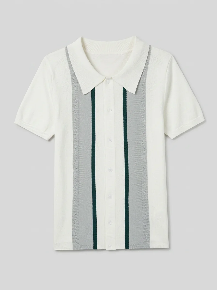 Polo vintage maille tricot coton mélangé décontracté homme - Vue 7 - Polo vintage